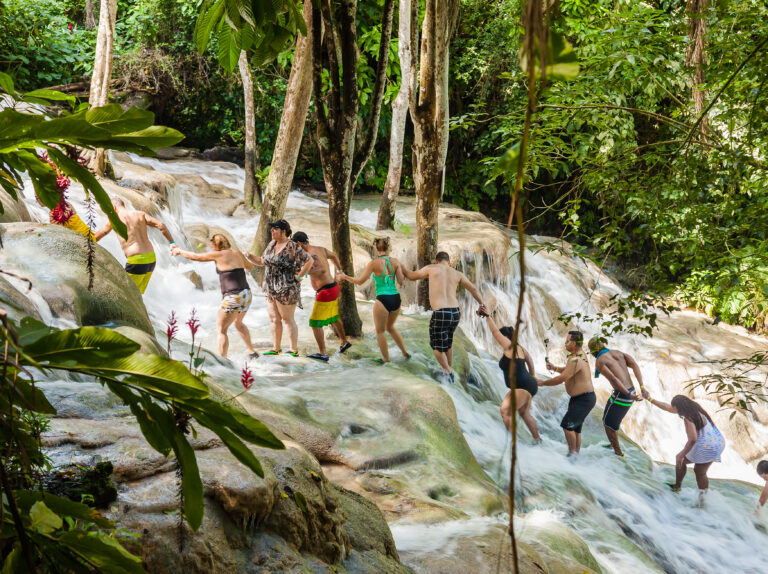 The Dunn's River Falls in Jamaica